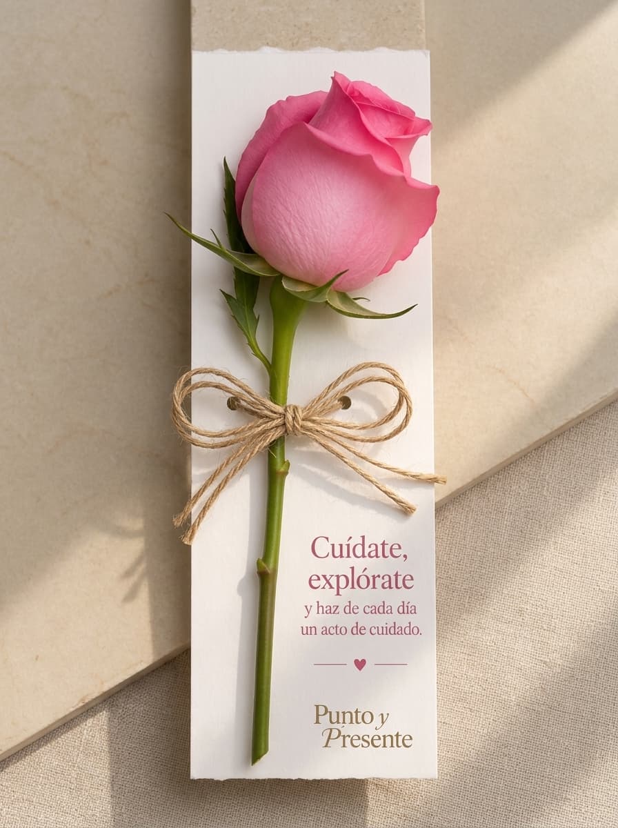 Flor natural con mensaje personalizado Punto y Presente